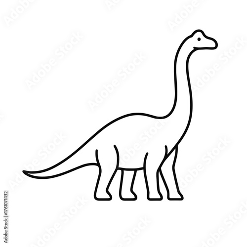 Minimalistic brachiosaurus line art illustration in black and white for design concepts