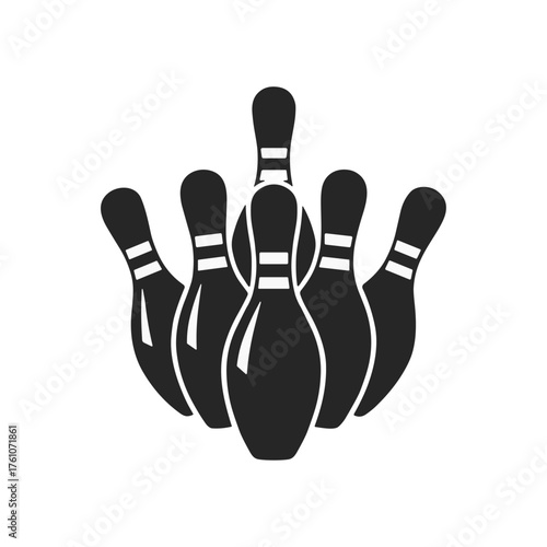 Bowling pins icon logo flat vector design