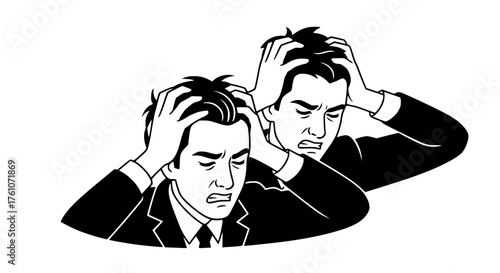 Man Holding Head In Frustration Anxiety Stress Overwhelmed