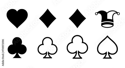 Playing Card Suits and Joker Symbol Set