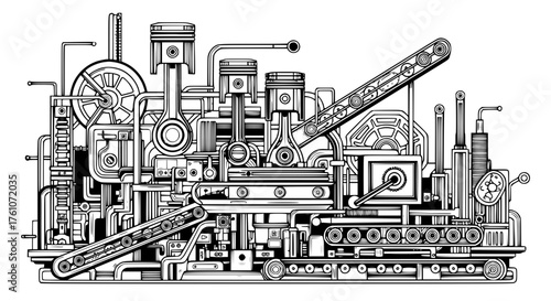 Intricate Industrial Machinery And Mechanical Assemblage
