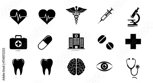 Collection of Healthcare and Medical Symbols and Icons