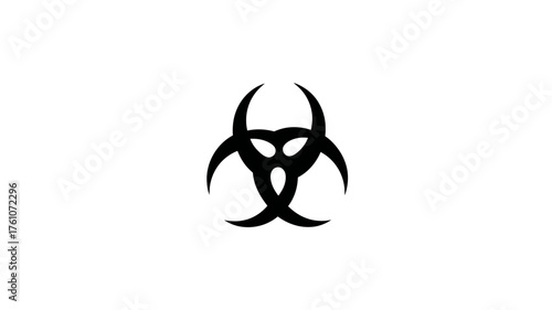 Biohazard warning symbol. Black danger icon for hazardous materials, infectious risk, virus, or toxicity. Clean white background.