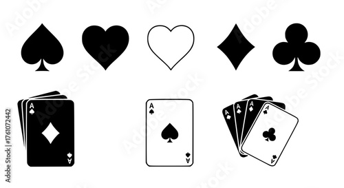 Collection of Playing Card Suits and Symbols Vector Graphics