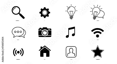 Set of Simple Universal Vector Icons for Digital Applications