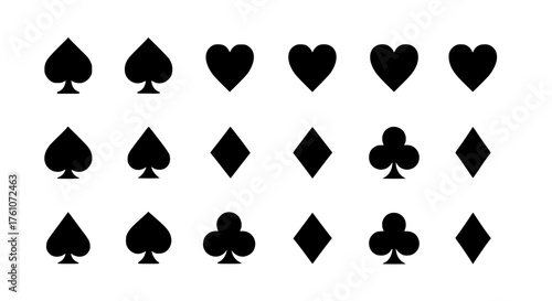 Collection of Playing Card Suits Symbols Spades Hearts Diamonds Clubs