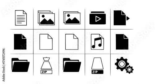 Collection of Digital File Icons for Document Management and Organization