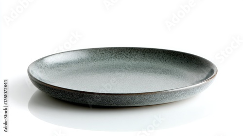 Gray ceramic plate isolated on white background