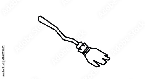 Simple Black Outline Drawing of a Classic Witchs Broomstick.
