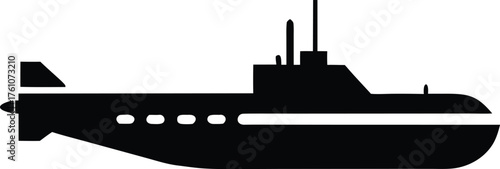 Simple U-boat icon silhouette. Ocean technology and transport vector