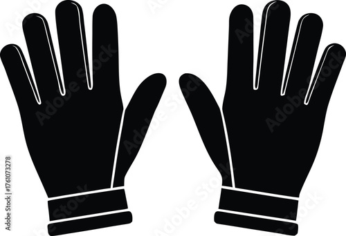 Winter gloves silhouette icon. Warm clothing accessory vector graphic.
