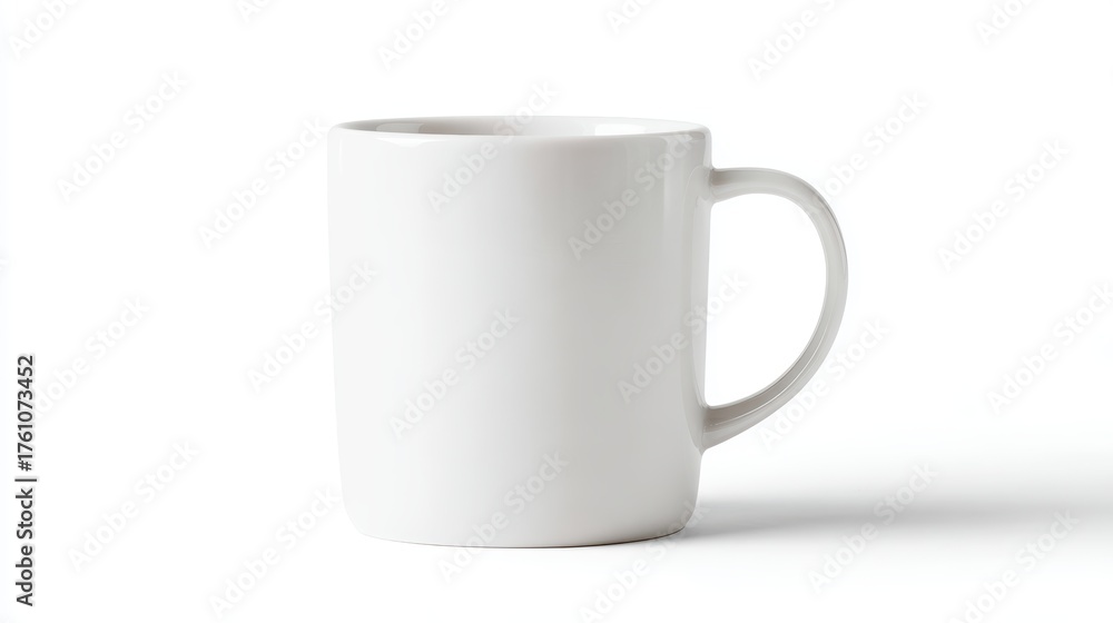 Fototapeta premium Empty white ceramic mug, isolated, simple design