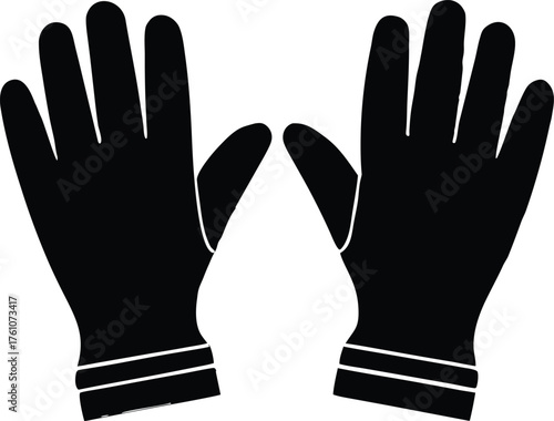 Medical gloves silhouette. Disposable latex or vinyl glove vector symbol.