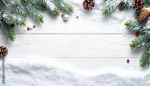 christmas background with fir tree branches and snow