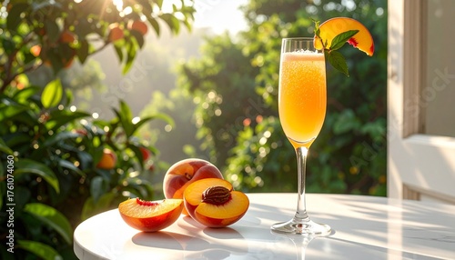 glass of champagne on the beach