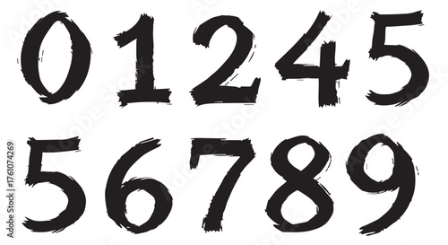 Handwritten numbers 09 in brush stroke style isolated on transparent background
