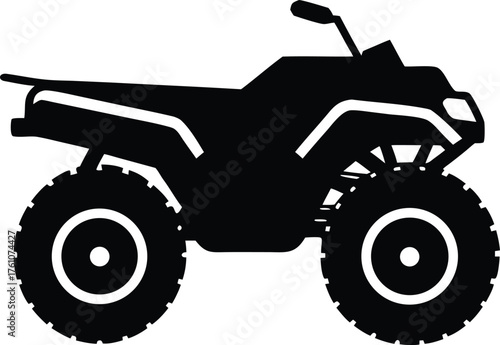 ATV quad bike silhouette. Off-road adventure vehicle vector icon.