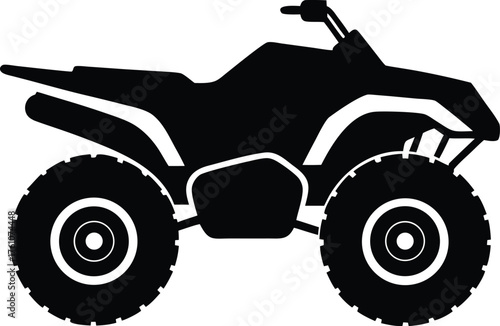 ATV quad bike silhouette. Off-road adventure vehicle vector icon.