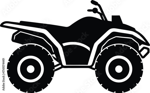 ATV quad bike silhouette. Off-road adventure vehicle vector icon.