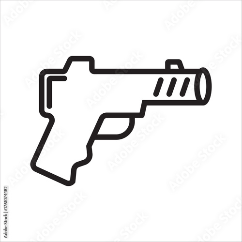 Gun pistol silhouette isolated on white background. Gun pistol icon vector illustration.