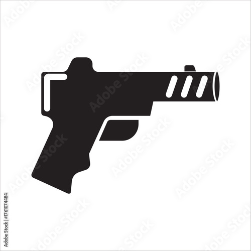 Gun pistol silhouette isolated on white background. Gun pistol icon vector illustration.
