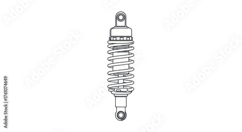 Line Drawing of Automotive Shock Absorber Suspension Component.