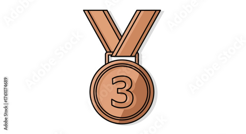 Bronze medal with ribbon for third place award.