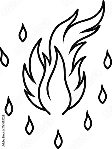 magical phoenix feathers raining fire illustration on transparent background