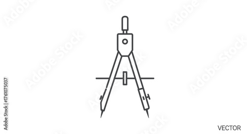 Technical Drawing Compass with Adjustment Wheel and Needle Points.