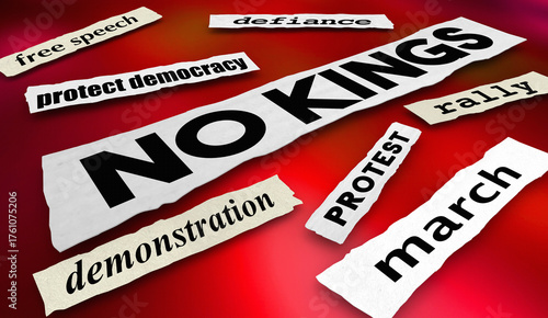 Foto No Kings News Headlines Protest Demonstration Rally Anti Dictatorship Fascism 3d