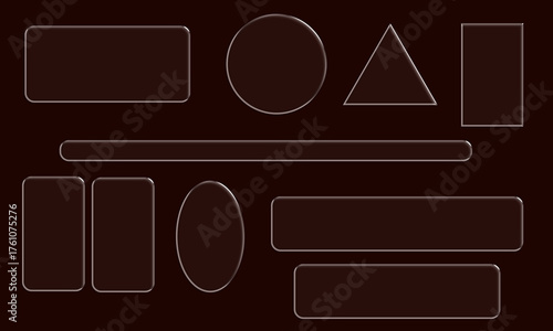 Neon glass frame collection with glowing geometric shapes and luminescent edges for modern design.