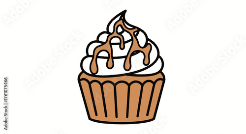 Delicious Chocolate Drizzle Cupcake with Swirled Frosting.