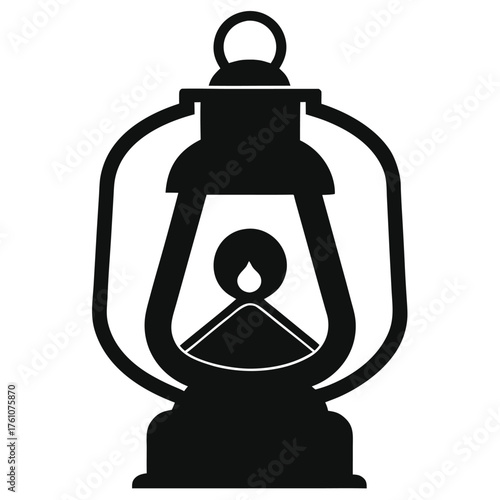 Old fashioned lantern with flame oil lamp kerosene lamp