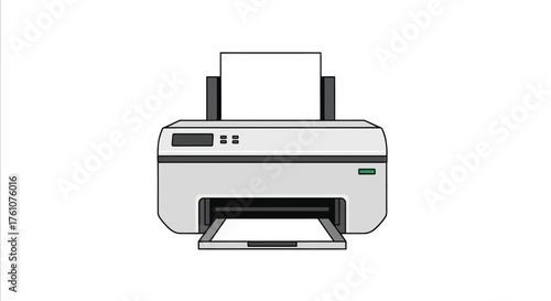 Modern White Inkjet Printer with Paper Output Tray.