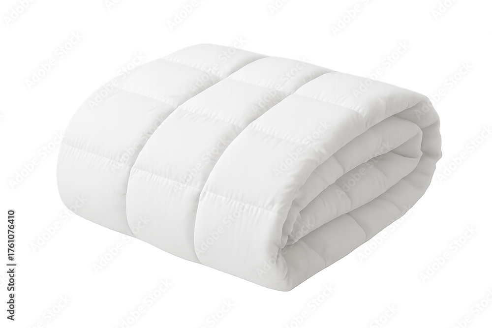 Fototapeta premium White folded quilted duvet on transparent background