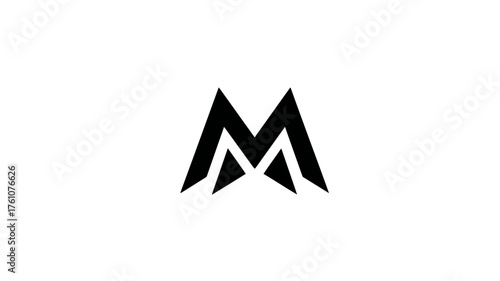 Modern geometric letter M logo concept with abstract lines, minimalist black and white design for branding and corporate identity.