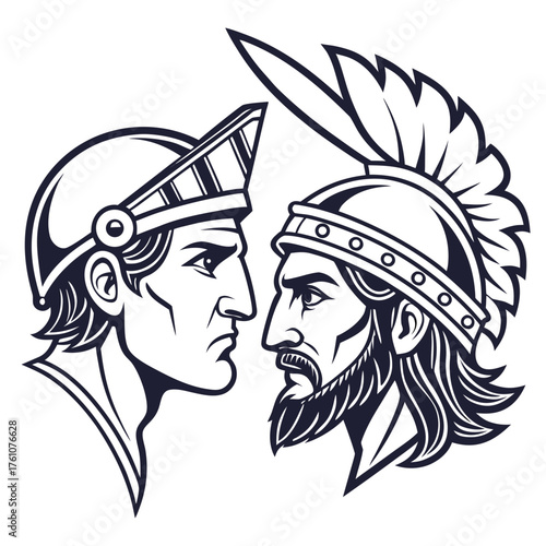 Dual head emblem on white background