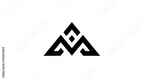 Modern abstract geometric triangle logo design with black lines on white. Minimalist graphic symbol for corporate branding and business identity concept.