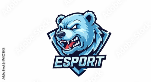 Fierce bear esport logo design for gaming team, a visually striking badge suitable for branding, social media, and merchandise, creating a powerful brand identity