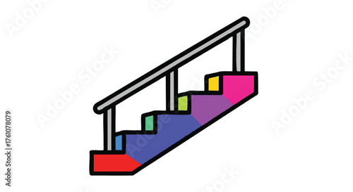 Stairs side view outline icon vector

