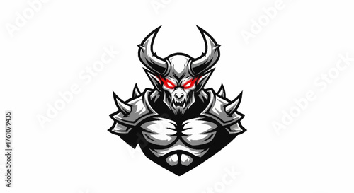 Unleash your dark side with this menacing demon warrior mascot perfect for esports teams, gaming logos, or fantasy branding projects that need a touch of hellfire