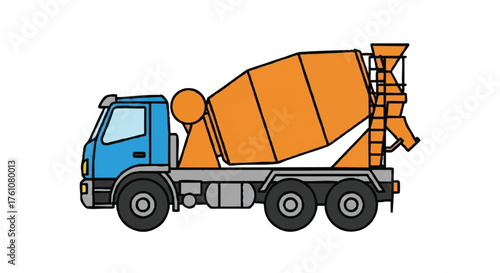 Concrete mixer truck outline icon vector
