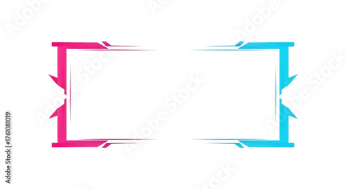 Pink and Blue Geometric Frame Design on White Background