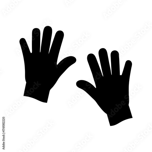 Two Black Hands Raised Against a White Backdrop in Silhouette Style