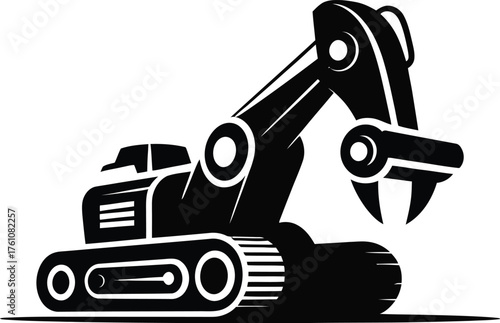Heavy-Duty Excavator with Grapple Arm Icon