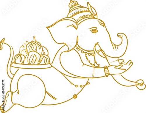 Golden outline deity