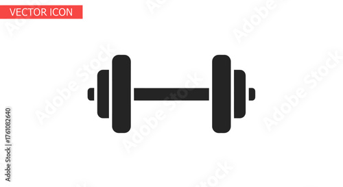 Black Dumbbell Icon for Fitness and Workout.