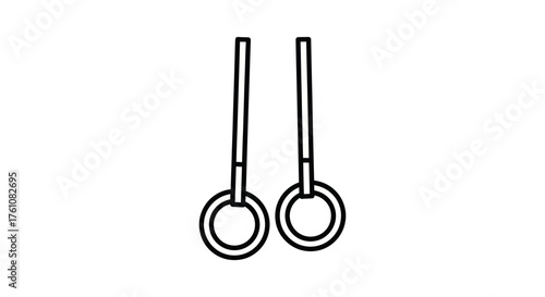 Gymnastic Rings: Simple Line Art Illustration of Fitness Equipment.