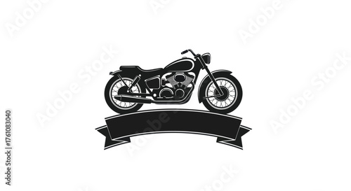 Classic Black Motorcycle with Detailed Engine and Wheels.
