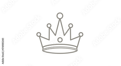 Simple Gray Outline of a Royal Crown Design.